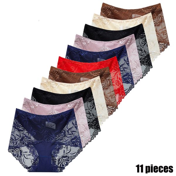 women's panties 11pieces highquality cotton women's panties lace embroidery boutique underwear briefs embroidery lingerie 230325, Black;pink